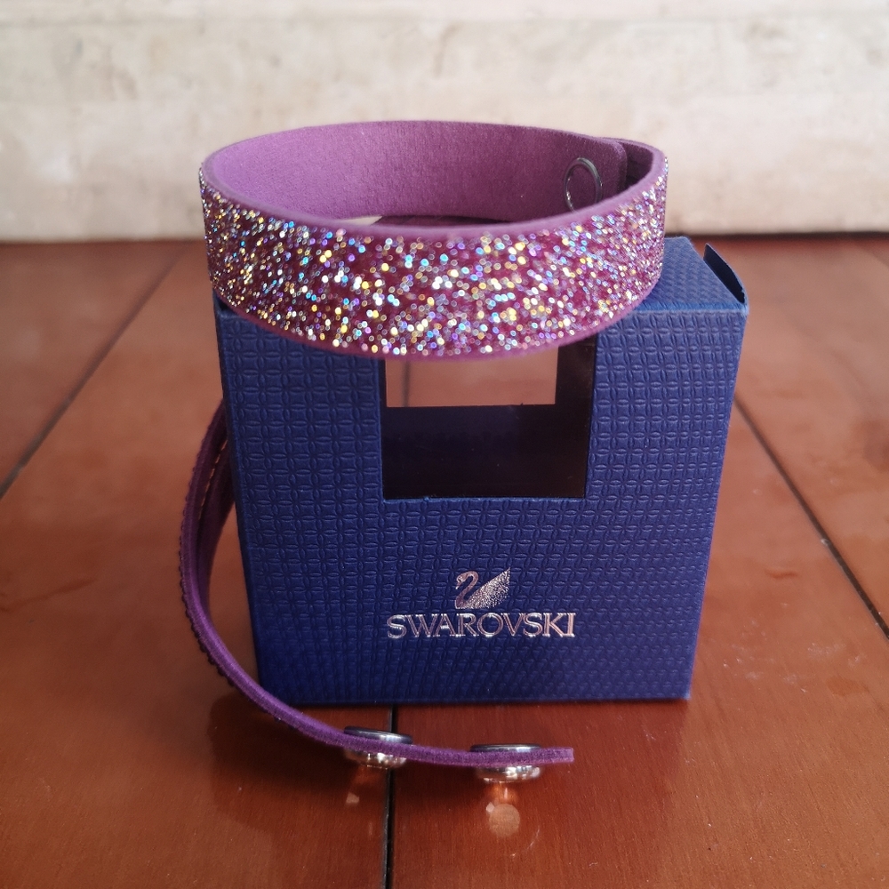 Swarovski Crystal Slake Purple Duo Bracelet/choker 15.5" Long Soft & Adjustable - Picture 3 of 7